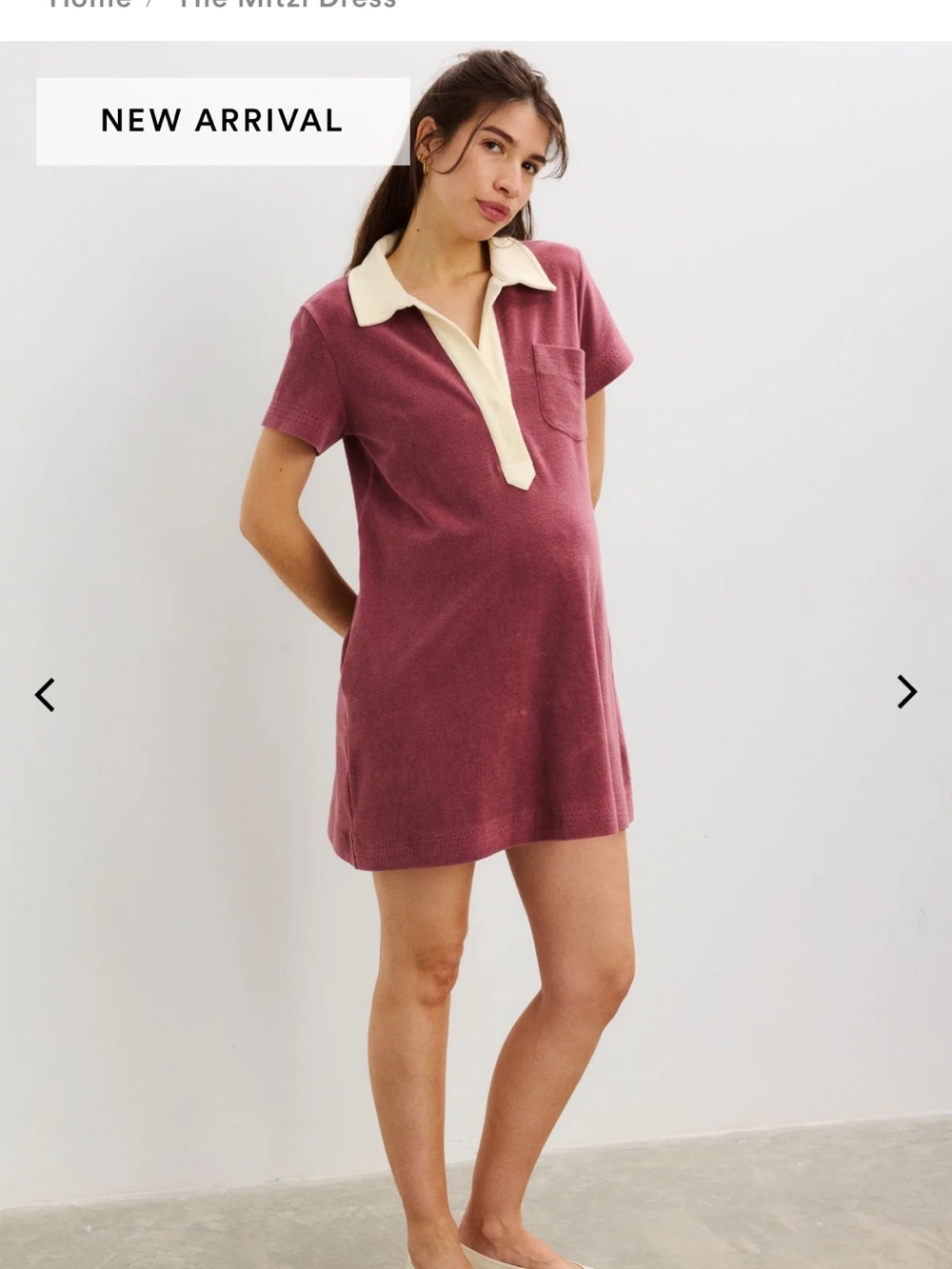 Hatch Mini Polo Dress in Dusty Rose with Cream Collar